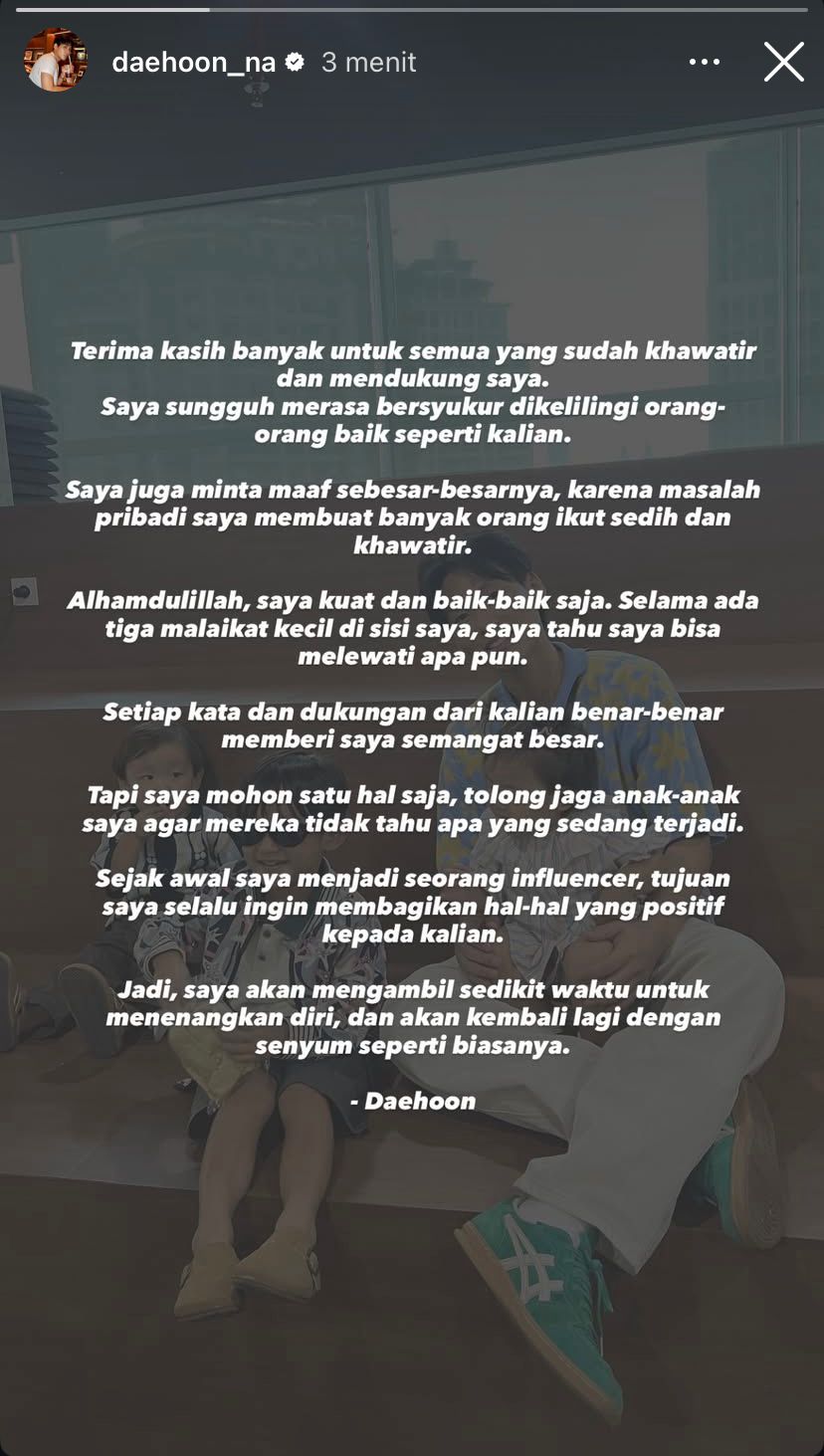 Daehoon Buka Suara soal Rumah Tangganya (instagram)